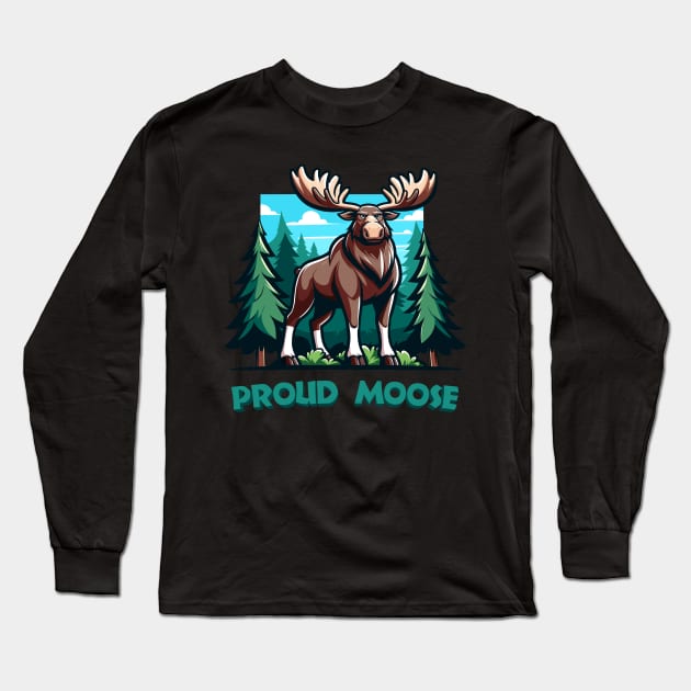 Majestic Forest Moose Long Sleeve T-Shirt by SergioArt